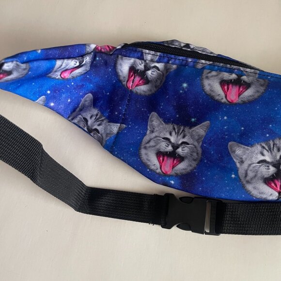 Blue Galaxy Cat Face Fanny Pack - Picture 5 of 11